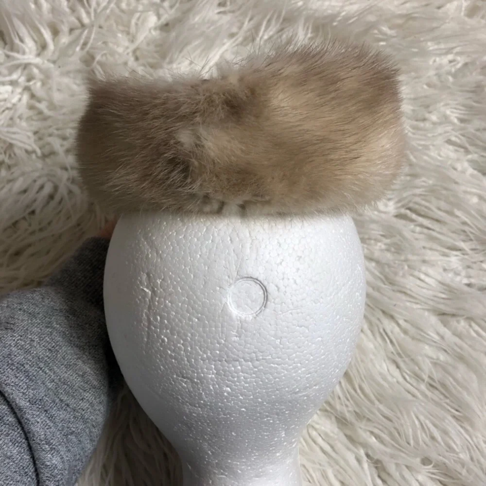 Vintage Handmade Beige Suede & Mink Fur Jackie Kennedy Onassis Pillbox Hat OS - Picture 2 of 7